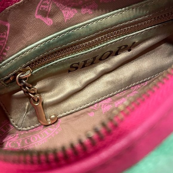 ICONIC JUICY Couture Y2K Vintage Hot Pink Green Princess Crown Heart Barrel Bag - Picture 6 of 12